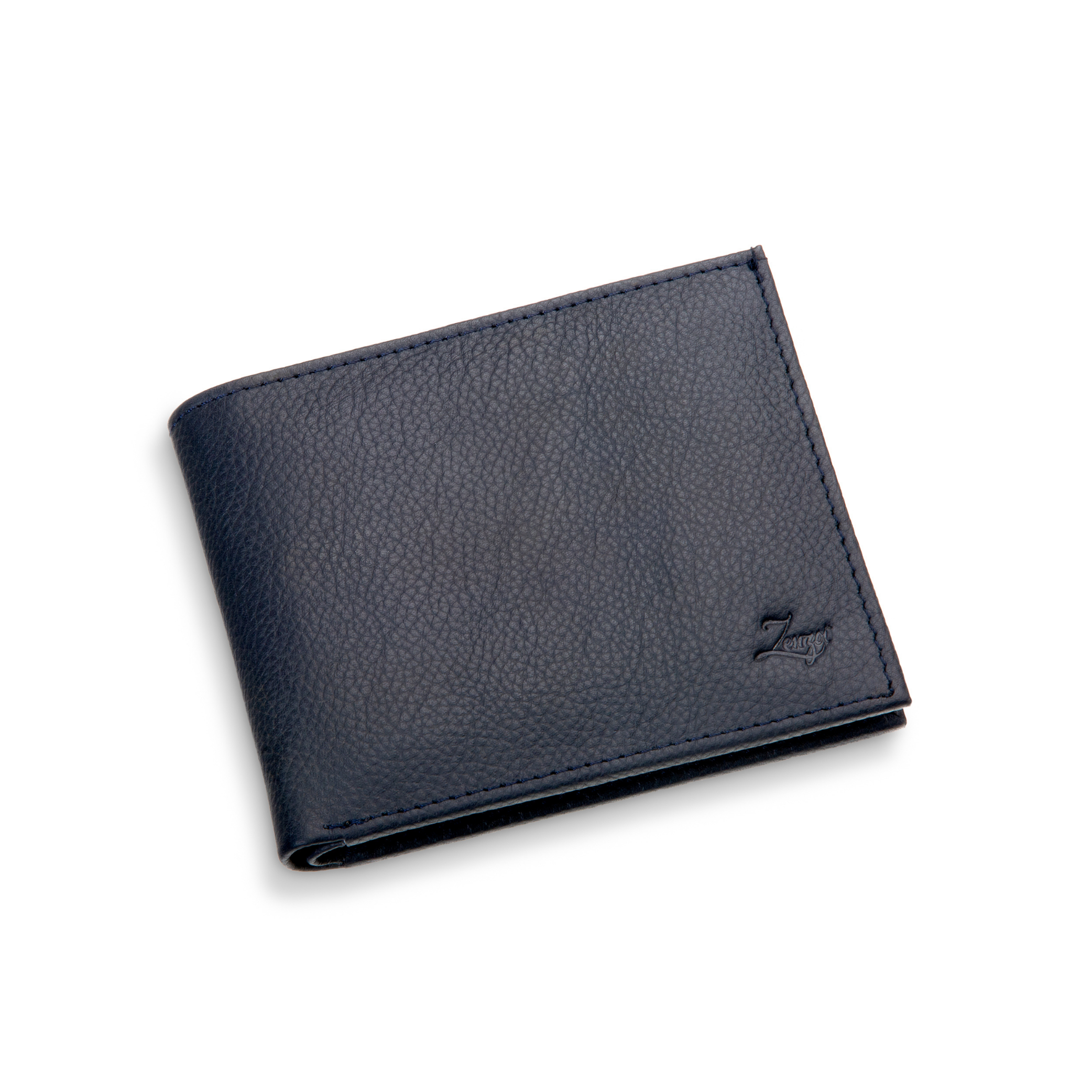 ZenZoi Slim Wallet for Men. Handmade Bifold Soft Leather Back Front Pocket  Small Wallet. 2 Clear ID Windows, 5 Credit Card Slots, 2 Inside Pockets 
