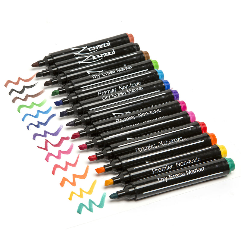 Dry Erase Markers for Whiteboard – Ultra Fine Tip White Board Markers –  Dual Tip, Pastel Colors - Fine Point Erasable Markers - 12 Set