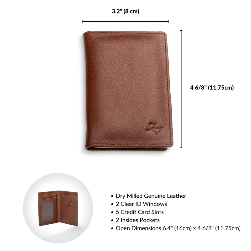 Check Design Men Wallet Hand Painted Brown Leather