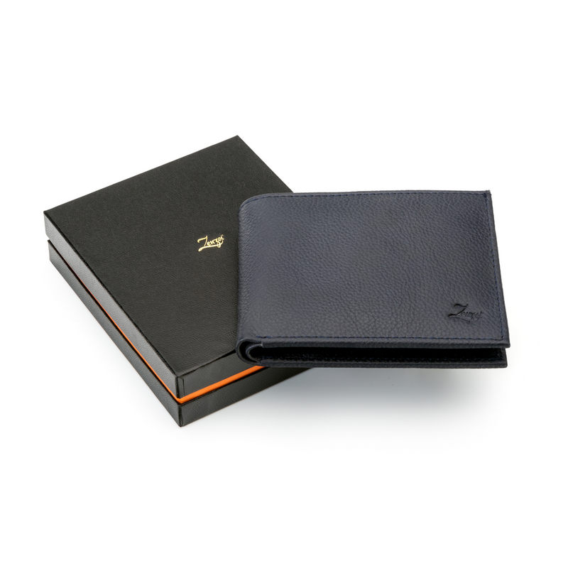 ZenZoi Slim Wallet for Men. Handmade Bifold Soft Leather Back Front Pocket  Small Wallet. 2 Clear ID Windows, 5 Credit Card Slots, 2 Inside Pockets 
